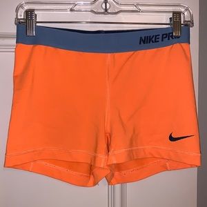 NIKE PRO 3” Neon Orange shorts. Size M